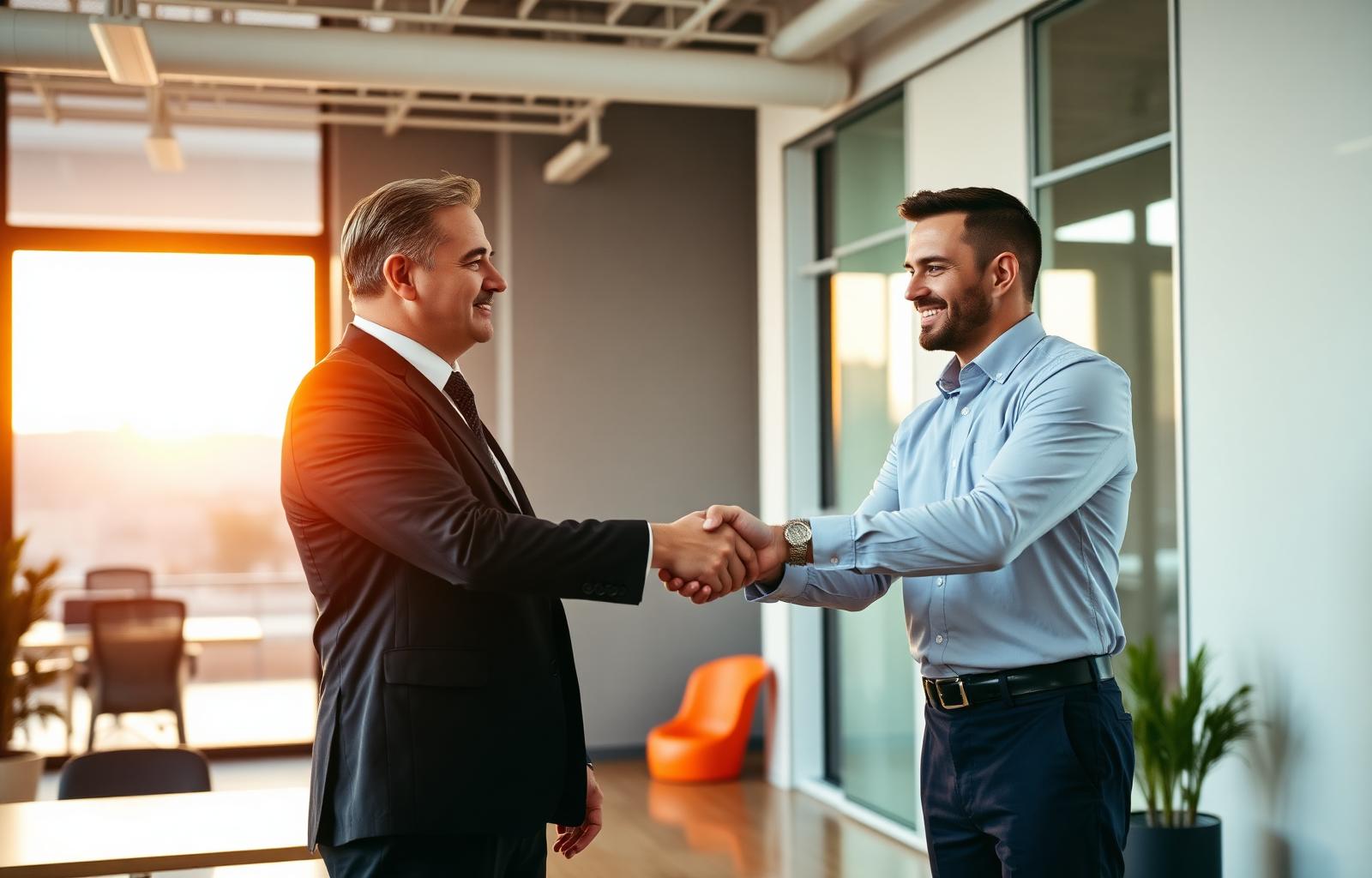 Insurance broker closing a deal with a client