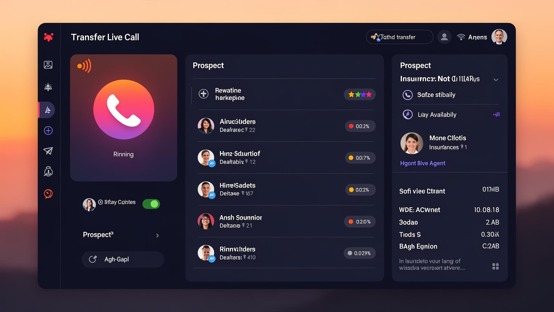 Cleons Hot Transfer live call dashboard UI