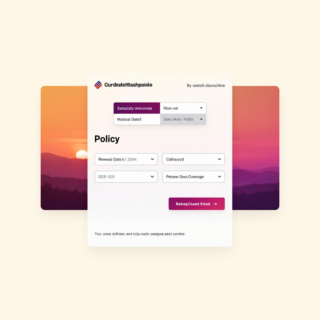 Sample insurance lead capture form with renewal date and coverage selectors