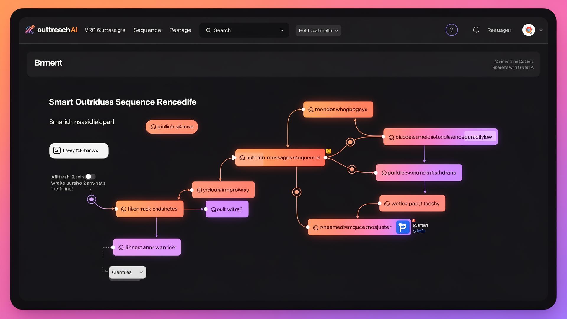 Smart Outreach sequence builder with branching email and LinkedIn nodes